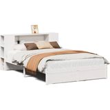 vidaXL - Bed - met - boekenkast - zonder - matras - grenenhout - wit - 135x190 - cm