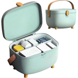 Opbergdoos medicijnen EHBO kunststof medicijnorganizer draagbaar grote capaciteit - cosmetica naai-accessoires organizer - groen