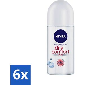 Nivea - Deodorant - Roller - Dry Comfort - 48 Uur Lang Werkend - 50 ml - Voordeelverpakking - 6 stuks