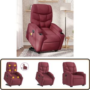 vidaXL Sta-op Massagestoel - Verstelbaar - Wijnrood Stapstoel - Massageruimte - Elektrisch Verstelbaar - Ergonomische Stoel - Lounge Stoel