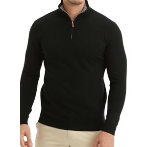 YVES ENZO Half Zip Heren sweater - Schipperstrui met rits - Coltrui Heren - Heren Trui - Maat S - Zwart