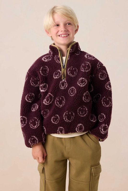 Sissy-Boy - Teddy Sweater - Donkerrood - Met Smiley Patroon