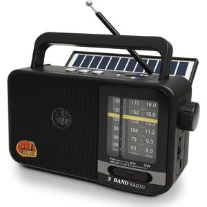 Draagbare radio met zonne-energie en Bluetooth voor camping en buitenactiviteiten