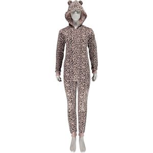 Apollo - Onesie dames - Leopard onesie - Roze - Maat S/M - Onesie volwassenen -