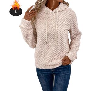 Nivard - Teddytrui - Khaki - Dames - Fluffy Trui - Hoodie - Winter