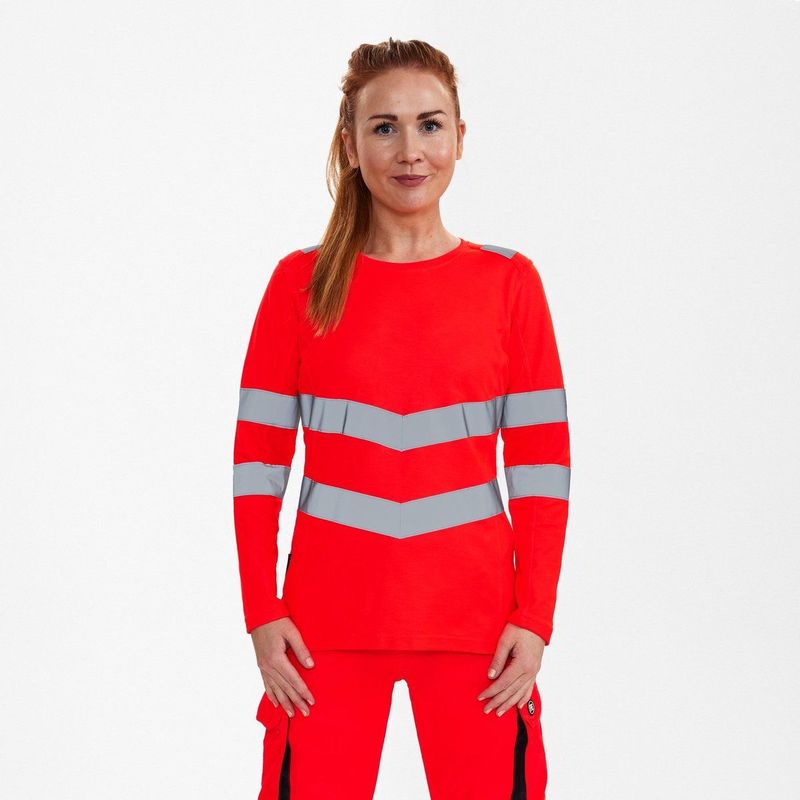 Engel - Safety T-shirt - Hi-vis Red - Lange Mouwen - Dames
