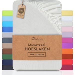 Microvezel hoeslaken hoeslaken in vele maten en kleuren, 200x220cm naturel wit