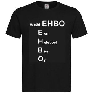T-shirt Unisex Volwassenen Lol - Festival - carnaval - kermis - feestje - grappig - Weekend - Wijn - Tekst ""Ik heb EHBO Een Heleboel Bier Op"" Op Voorkant | korte mouw | Zwart/wit/ | maat XXL