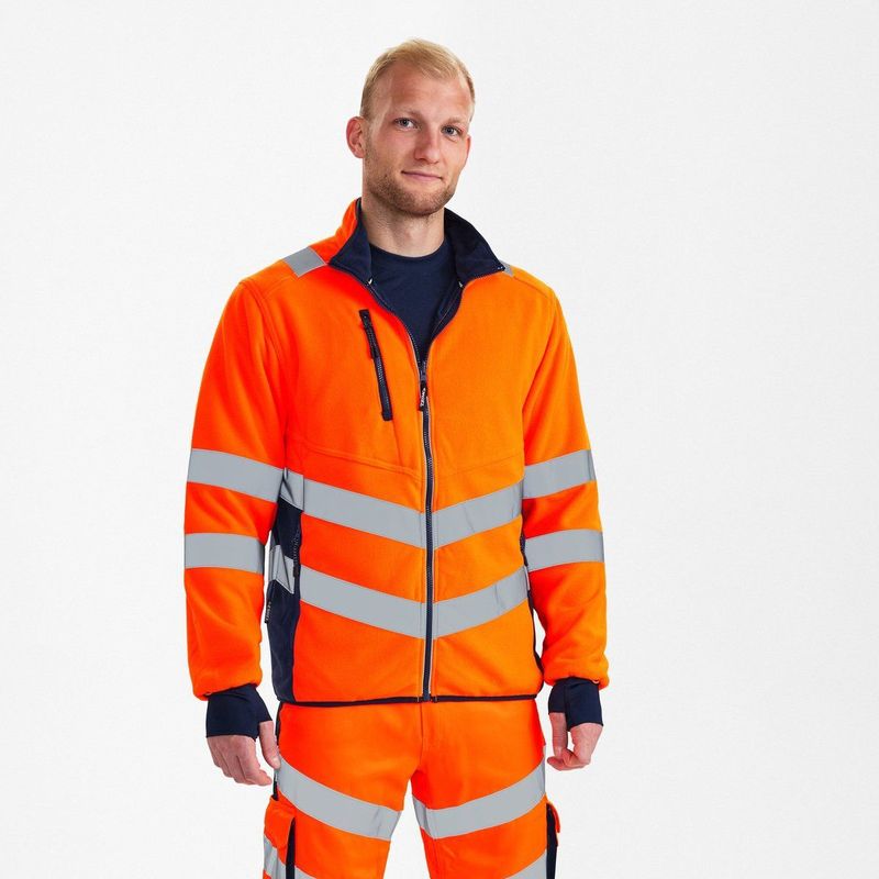 Engel - Safety Fleece Jack - Hi-vis Orange / Blue Ink - 4XL