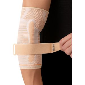 U Fit One 1 Stuk Elleboog Brace met Band - Elleboogbrace - Tennisarm Brace - Arm Brace - Tenniselleboog - Golfarm - Beige - Maat L
