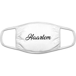 Haarlem mondkapje | gezichtsmasker | bescherming | bedrukt | logo | Wit mondmasker van katoen, uitwasbaar & herbruikbaar. Geschikt voor OV