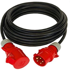 400V Verlengkabel / Krachtstroomkabel H07RN-F neopreen 5x2,5 mm2 met 16A stekker en contrastekker 20 meter