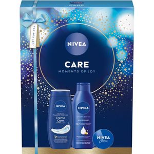NIVEA Care Moments of Joy Geschenkset - Sinterklaas en Kerst Cadeau- Giftset - Kado - Kerstcadeau met Body Milk, Douchegel en Crème - Cadeauset Verjaardag