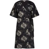 EsQualo - Dress Jacquard Puff Sleeve - Jurk - Zwart