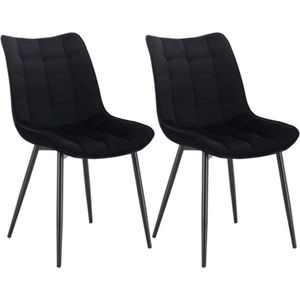 Happyment Luxe Eetkamerstoelen - Velvet Zwart - Woonkamerstoelen - Keukenstoelen - Kuipstoel - Set van 2, 4 of 6