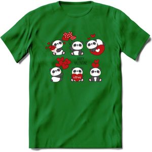 Liefdes Panda's - Valentijn T-Shirt | Grappig Valentijnsdag Cadeautje voor Hem en Haar | Dames - Heren - Unisex | Kleding Cadeau | - Donker Groen - M