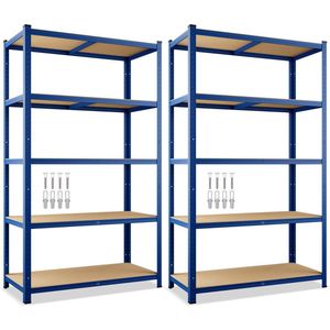 2x Deuba Opbergrek 180x90x40cm 875kg Blauw 5 MDF Platen Stellingkast