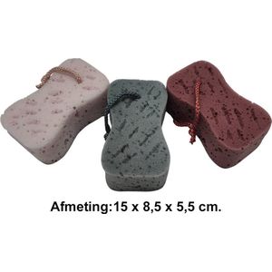 Rojafit Bad- en Douche Spons - Reliëf - Voordeelset 3 Stuks !! - Ladycolor - Afmeting: 15 x 8,5 x 5,5 cm.
