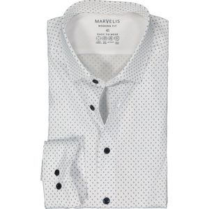 MARVELIS modern fit overhemd - popeline - lichtblauw dessin - Strijkvrij - Boordmaat: 41