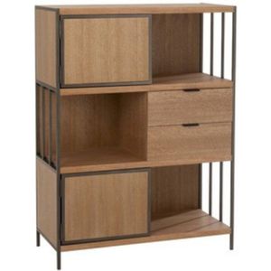 J-Line Verschillende Compartimenten kast - hout & metaal - naturel - woonaccessoires