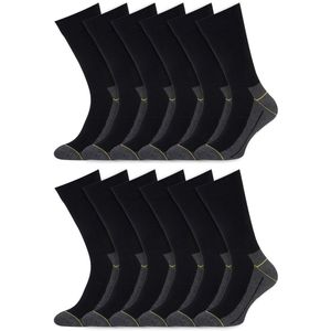 Stapp Yellow Walker Wandelsokken | COOLMAX® en Ademend Comfort | Zwart | 12 Paar (Maat 39–50)