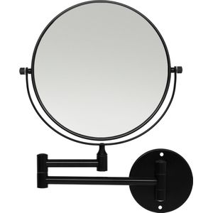 LYVION Make-up spiegel - Scheerspiegel - Vergrootspiegel - 2 Spiegels - Voor aan de wand - Uitklapbaar - Verstelbaar - Cosmeticaspiegel - Dubbelzijdig - RVS - Zwart
