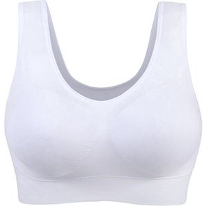 Sport BH - Comfort BH - Soft pads Zonder beugel - Naadloze BH Zonder Beugel - Ondergoed Dames - Sport Kleding - 6XL - WIT - LOUZIR