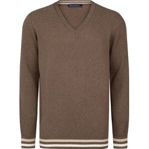 Felix Hardy V-Neck Sweater - V Trui - 100% Katoen Heren Bruin - 2Xl