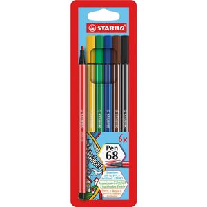 STABILO Pen 68 - Premium Viltstift - Etui Met 6 Kleuren