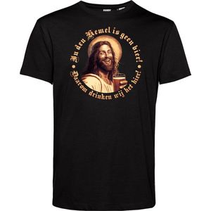 T-shirt Jezus In den hemel is geen Bier | Oktoberfest dames heren | Carnavalskleding heren dames | Foute party | Zwart | maat S