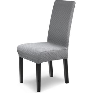 Elastische Stoelhoezen Set van 2 - Stretch Hoezen voor Eetkamer- en Bureaustoelen - Hoge Rugleuning - Grijs