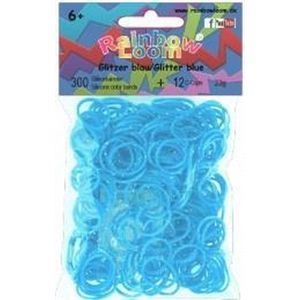 Rainbow Loom Elastiekjes - Rubber Bands Glitter Blauw - 300 stuks