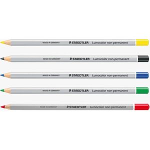 Staedtler - lumocolor non-permanent potloden - 108 serie - whiteboard potloden/highlighter - set van 5 - wet-erase