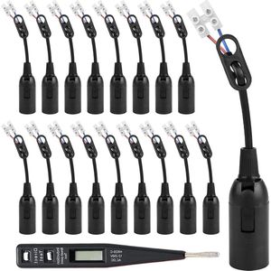 20 stuks E14 fittingen voor lampen - lampfitting set inclusief kabel en spanningszoeker - reserve fitting bouwlamphouder voor plantenverlichting, kantoor, keuken, aquariumverlichting - gloeilamp fitting met E14 .