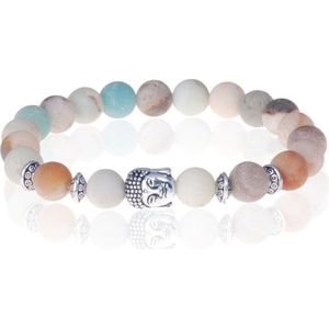 Memphis kralen armband Frosted Amazoniet Buddha