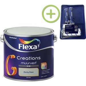 Flexa - Creations - Muurverf Krijt - Early Dew - 2.5 liter + Muurverfroller