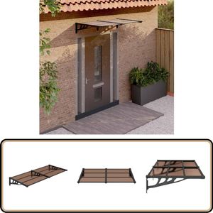 vidaXL Deurluifel - 152,5x90 cm - Polycarbonaat - Zwart Deurluifel - Overkapping Deur - Zonwering Deur - Bescherming Tegen Regen - Bescherming Tegen Sneeuw
