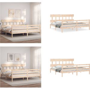 vidaXL Bedframe met hoofdbord massief hout 200x200 cm - Bedframe - Bedframes - Bed - Tweepersoonsbed
