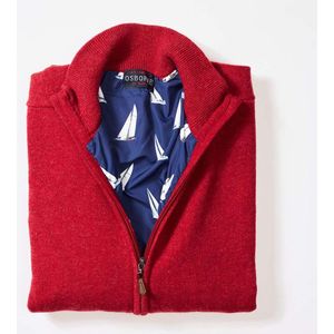 Osborne Knitwear Windstopper cardigan - Lamswol - Poppy Melange - Voering met bootprint - M