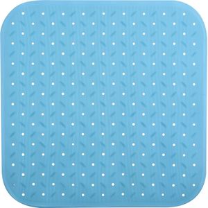 MSV Douche/bad anti-slip mat badkamer - rubber - turquoise - 54 x 54 cm - met zuignappen