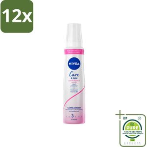 NIVEA - Haarschuim - Verzorging & Stevigheid Zachte Aanzet - 24 Uur Lang Bescherming - 250 ml - Voordeelverpakking - 12 stuks - Haar mousse - Natuurlijke styling