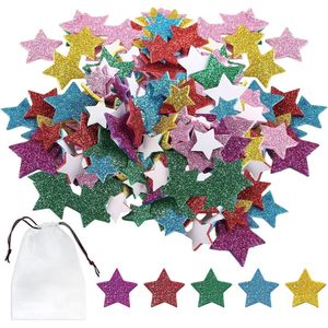 Glitterstickers sterstickers - 180 stuks vijfpuntige glinsterende kinderstickers - feestdecoratie (20 g) .