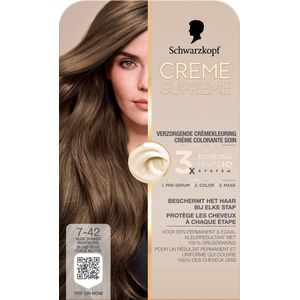 Schwarzkopf - CREME SUPREME 7-42 - Haarkleuring - Nude Donker Beigeblond - Permanente Haarverf - Beschermt en Versterkt - Grijsdekking - 245g