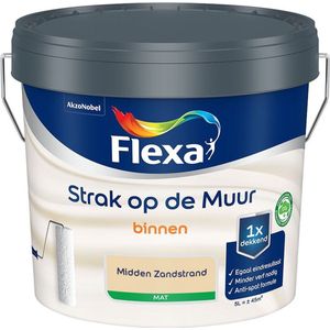 Flexa - Strak op de Muur Binnen Muurverf Mat - Midden Zandstrand - Mengverf - 5 Liter