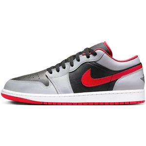 Nike Air Jordan 1 Low - Maat 44 - Zwart / Rood / Grijs - Sneakers Heren - Doos Zonder Deksel