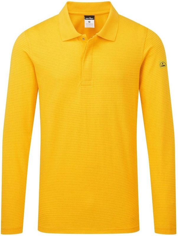 Portwest - AS23 - Polo Lange Mouw - Diep Geel - Antistatisch