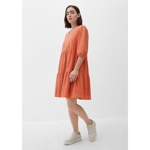 s.Oliver - Jurk - Perzik - Flare - Knielengte - Driekwart Mouw