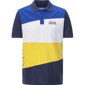 TOVIANO - Poloshirt - Blauw Geel - Polokraag met Knoopsluiting
