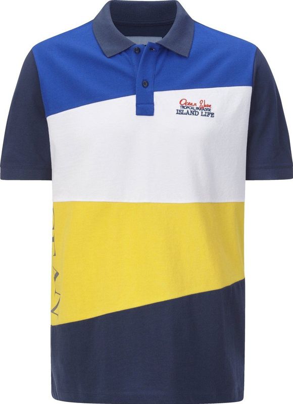 TOVIANO - Poloshirt - Blauw Geel - Polokraag met Knoopsluiting