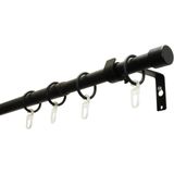GARDINIA - Gordijnroede-set - Mat-zwart - 1 roede - Ø19/16 mm - Uitschuifbaar - 180-310 cm